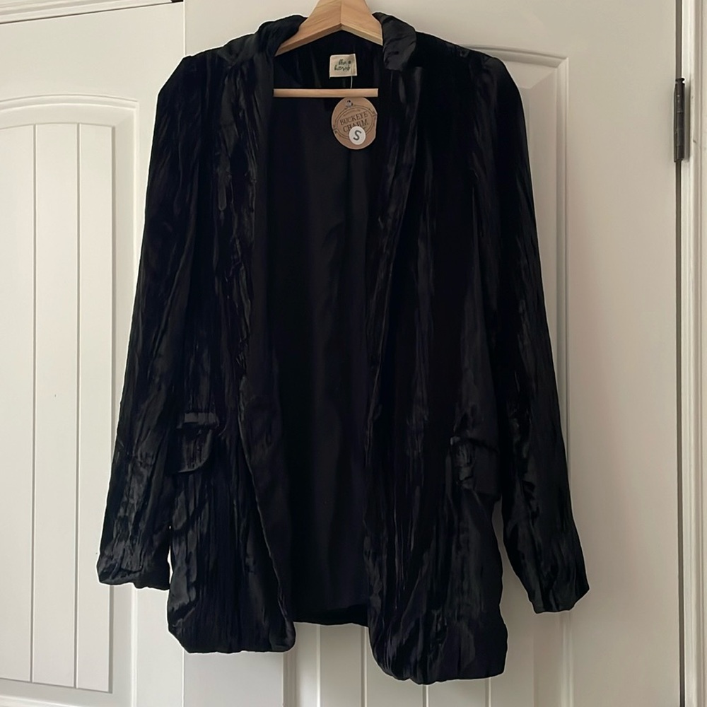 [Blue Buttercup] Velvet Blazer Jacket